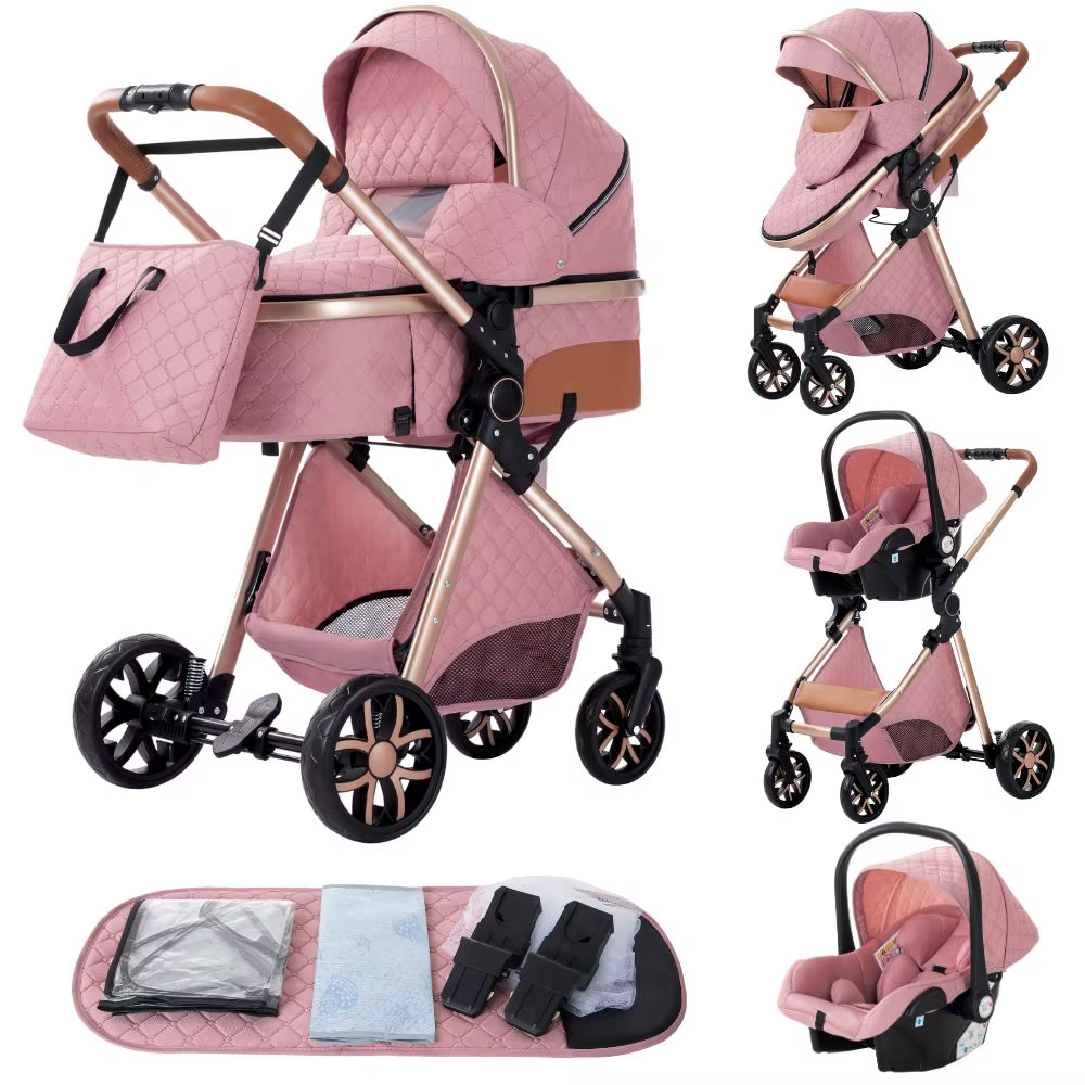 Kinderwagen 3 in 1, Kinderwagen mit vier Rädern, 2-in-1-Babyauto, leichte Kinderwagen, Multifunktions-Kinderwagen, Kinderwagen, Poussette - AliEx #4