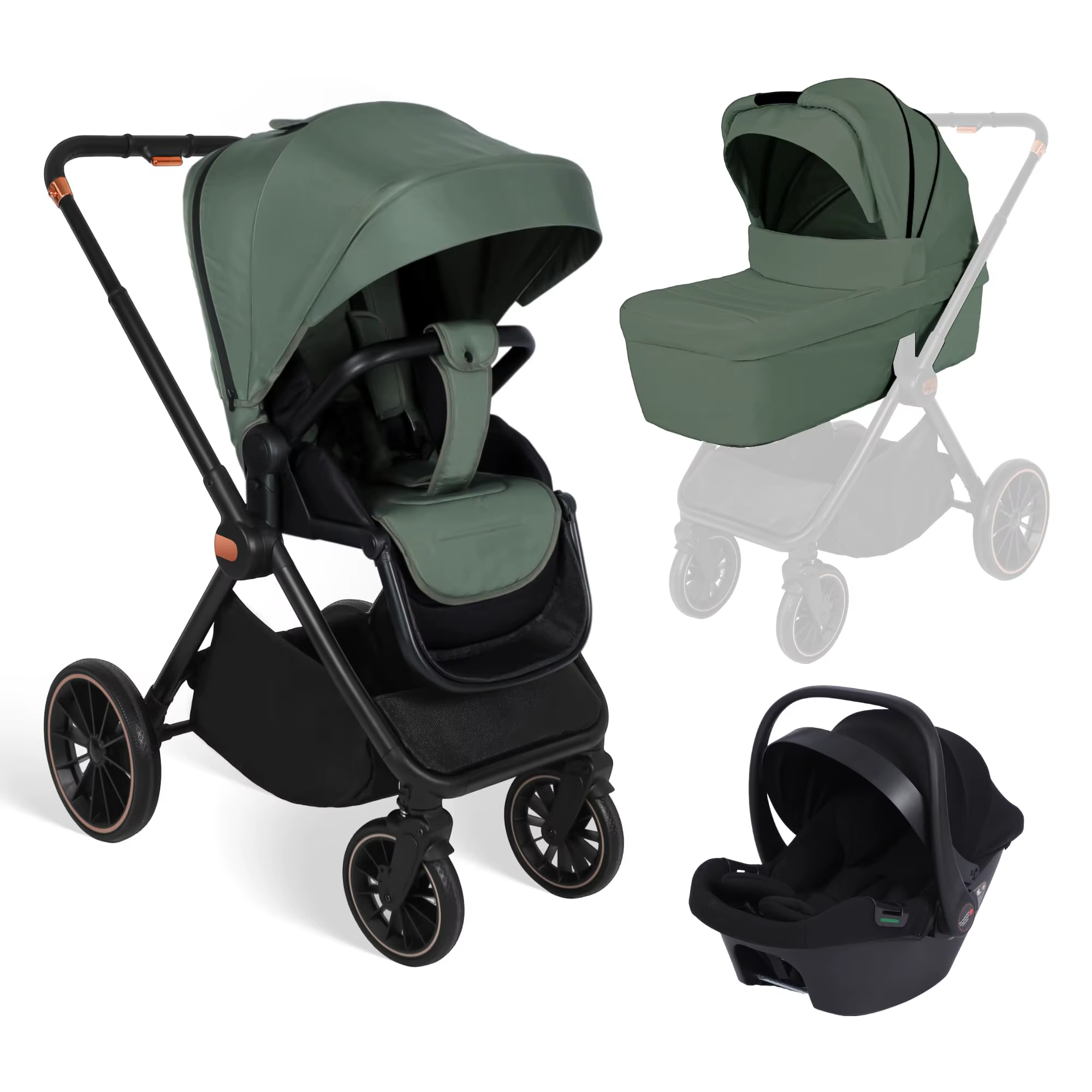 Babyautos Kinderwagen 3 in 1 Babywagen Kinderwagen für Neugeborene von 0 bis 3 Jahren mit Autositz