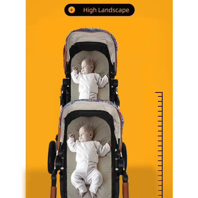 2025 Neuer Luxus-Kinderwagen für Zwillinge, Einzelwagen aus PU-Leder mit Aluminiumrahmen, Baby kann sitzen und liegen, doppelter Kinderwagen - Al #5